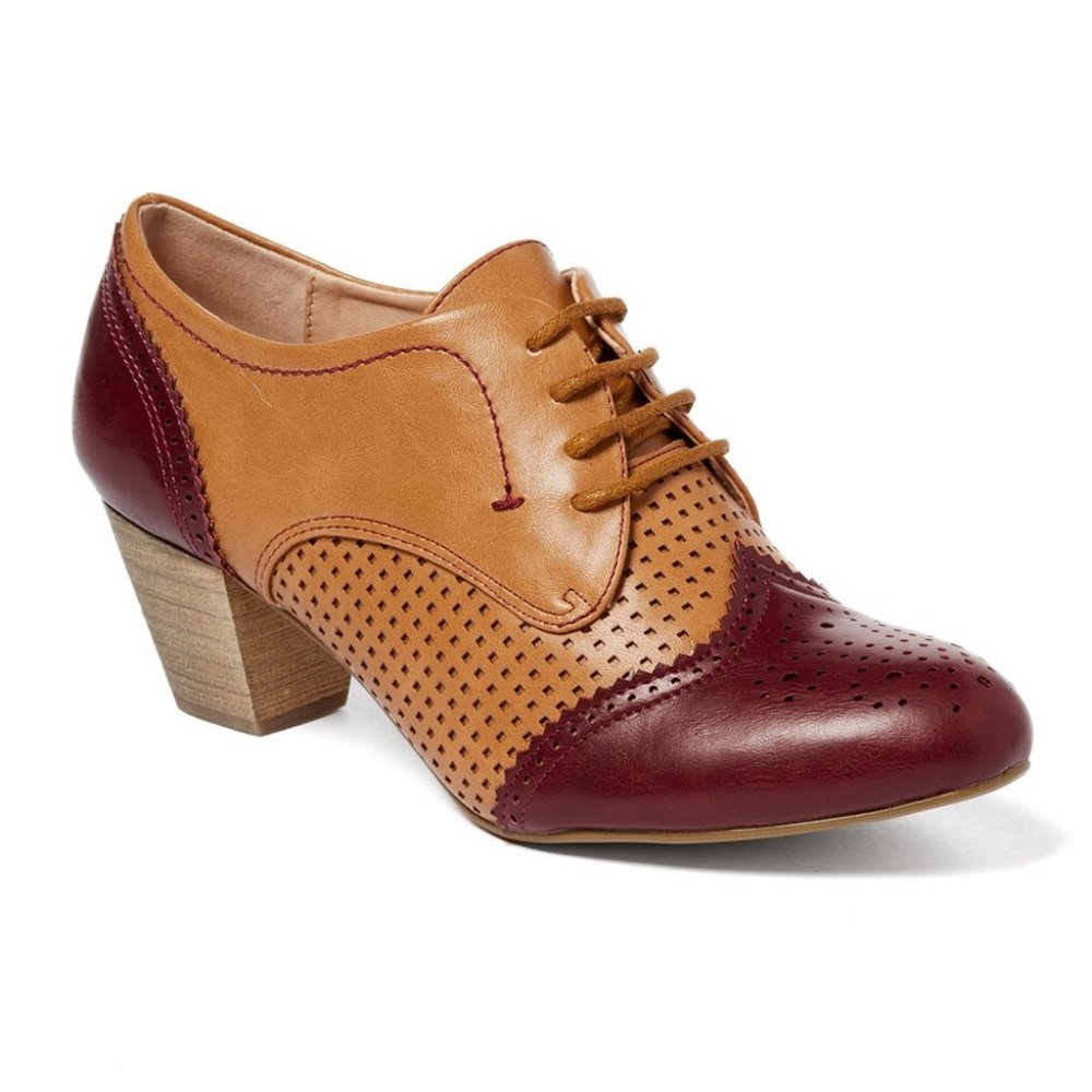 🌟 Dolce Nome || 2.25" Burgundy & Nude Selma Pump